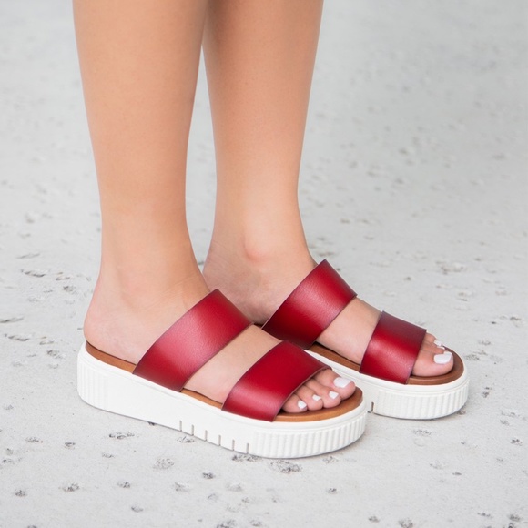 Two Strap Chunky Thick Platform Flatform Sandal - Picture 2 of 4